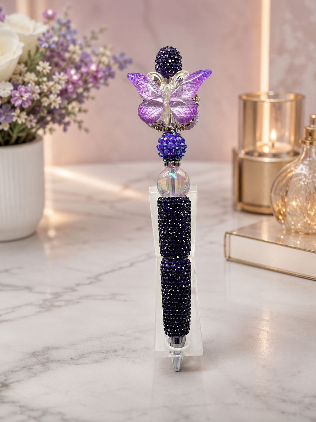 Purple Butterfly beaded pen