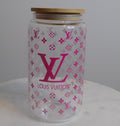 16oz Pink Designer Glass Tumber
