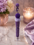 Purple beaded pen with lily focal