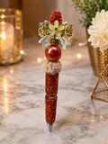 Red beaded pen with bow
