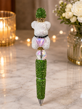 Lime Green pen with White Teddy bear