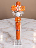 Neon orange beaded pen