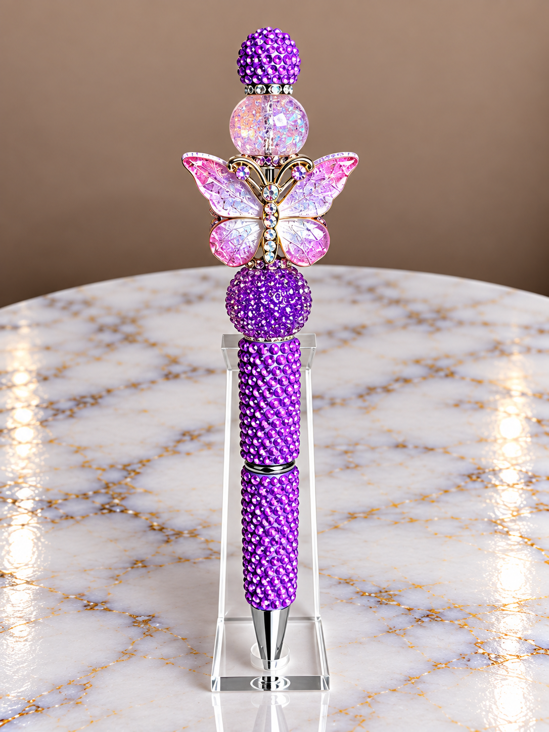 Neon Purple pen with pink butterfly