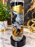30oz black, gold and silver insulated tumbler