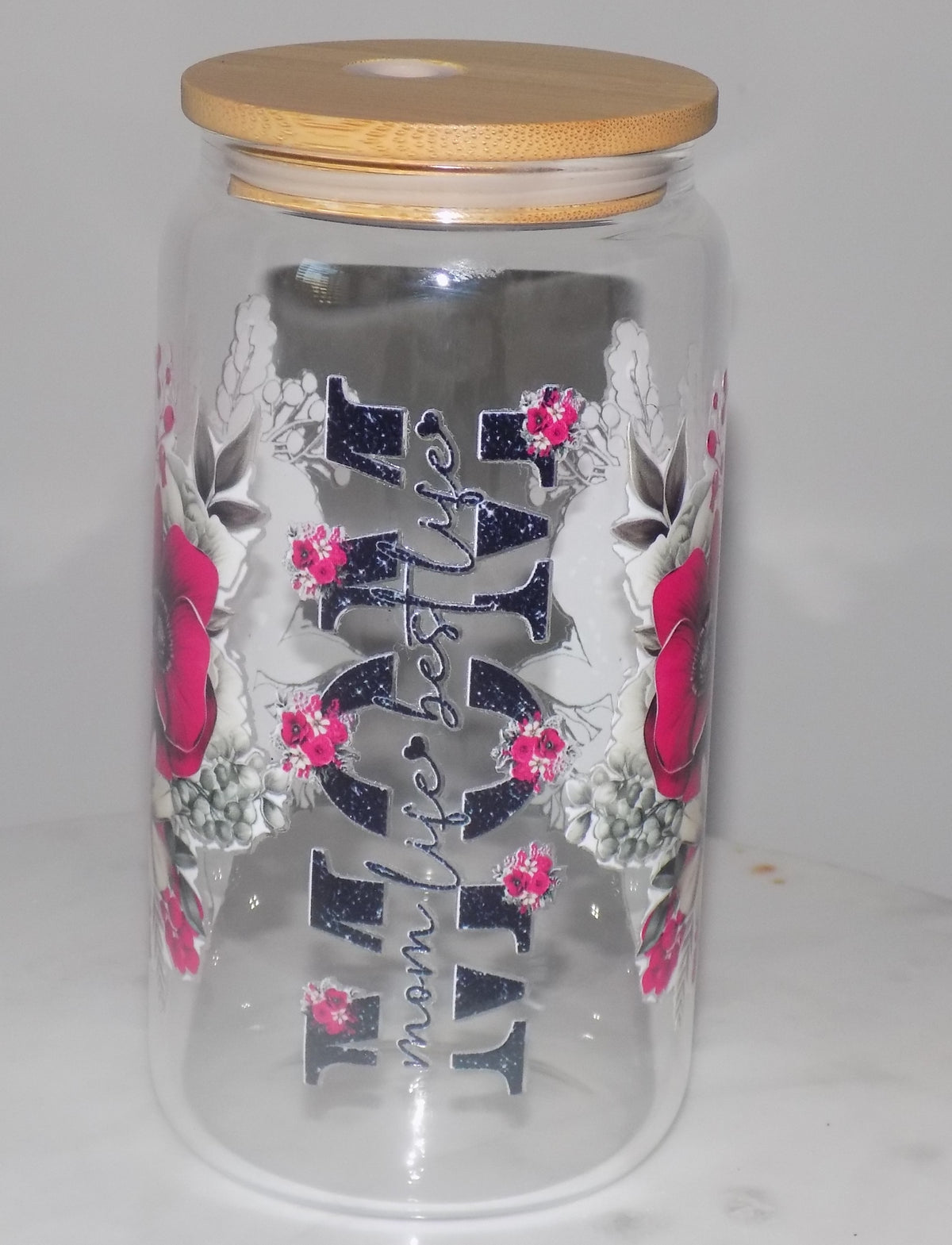 16oz glass Mom tumbler