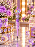 Lavender crystal heart beaded pen