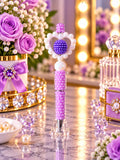 Purple pearl heart beaded pen