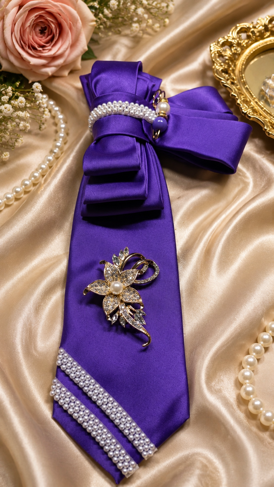 Purple Necktie pearl accessories