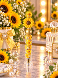 Handmade sunflower beaded pen with yellow flowers, gold bead and rhinestones