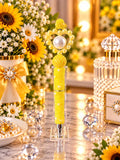 Yellow pearl heart beaded pen with white pearl centerpiece